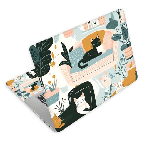 Universal Laptop Skin Decal, 3-Piece Vinyl Protector for 12 13 14 15.6" Notebook, Waterproof Anti-Scratch, Easy Trim & Bubble-Free Finish, Featuring Cats Lounging on Cozy - color: Featuring Cats Lounging on Cozy