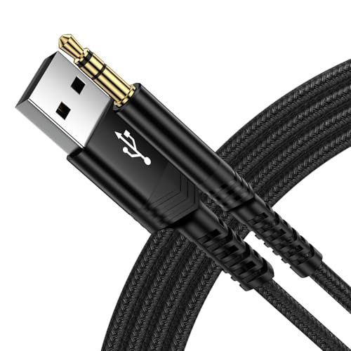 USB to 3.5mm TRS Audio Jack Adapter, USB Male to 3.5mm AUX Stereo Audio Cable Nylon Braided AUX Converter Cord for PC,Headphones, Speaker, Laptop, Windows, Mac OSX
