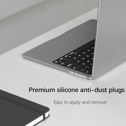 ProElife 7-Pcs Anti Dust Dirt Plug for MacBook Air 13 15 M5 Accessories | Clear, Protective Laptop Silicone Anti Dirt Protective Cover, Durable & Reusable, Custom Fit Design, Easy to Apply and Clean - color: Clear