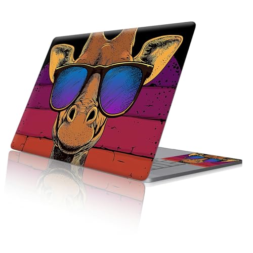 Reusable Universal Laptop Skin Sticker, Cut to Fit for 11.6–15.6 Inch Laptops, Waterproof Protective Film, No-Residue - Giraffe Glasses - color: Giraffe Glasses