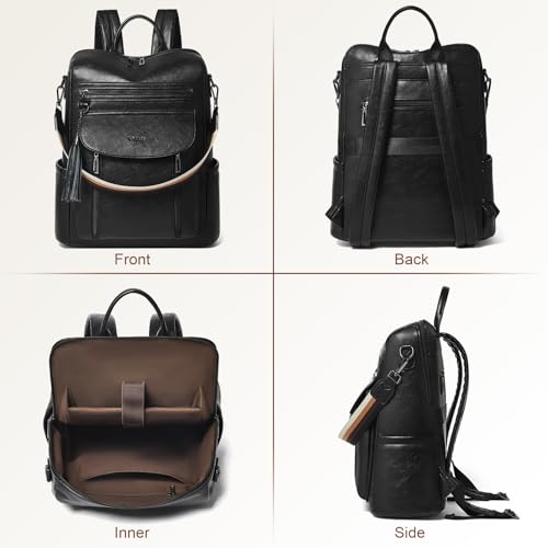 Laptop Backpack for Women 15.6 inch,Travel Leather Backpack Purse Nurse Teacher Carry on Backpack Computer Bag,Professional Water-Resistant College Business Work Casual Daypack,Black - color: Black01