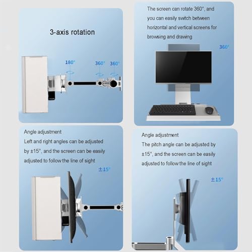 Sit Stand Monitor Desk Mount w/Keyboard Tray,Full-Motion Articulating Arm,Cable Management,Load Capacity 8kg,Fits 17-27 Inch Screens,