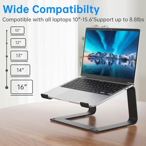 Laptop Stand for Desk Detachable Aluminum Computer Riser Portable Metal Notebook Printer Stand Holder Compatible with MacBook Air, Pro, Dell, HP, Lenovo and All 10-16" Laptops, Black - color: Black