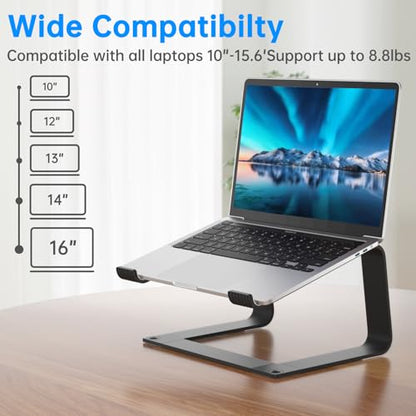 Laptop Stand for Desk Detachable Aluminum Computer Riser Portable Metal Notebook Printer Stand Holder Compatible with MacBook Air, Pro, Dell, HP, Lenovo and All 10-16" Laptops, Black - color: Black