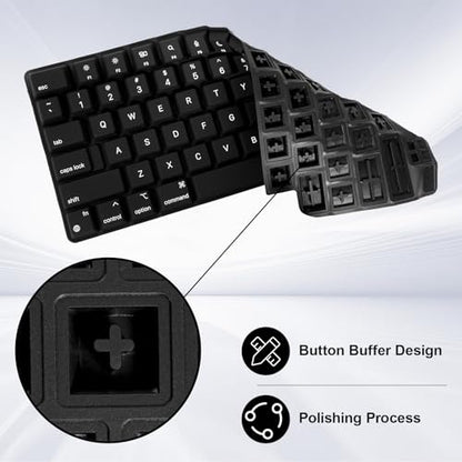 MOSISO Silicone Raised Keyboard Cover for Long Nails, Keyboard Cover with Cleaning Brush, Compatible with MacBook Air 15 M3 A3114 M2 A2941/Air 13.6/Pro 14/16 M4 M3 M2 M1, Black