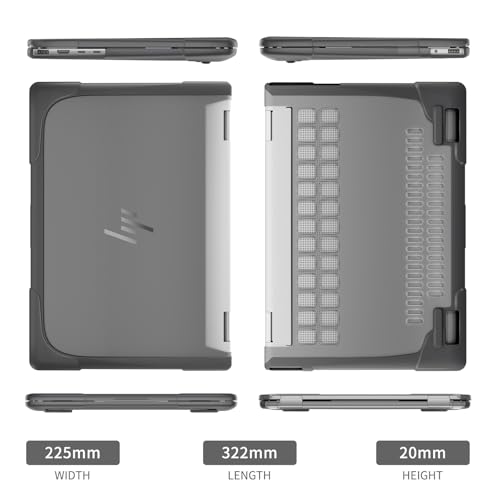 Batianda Protective Case for HP Envy x360 2-in-1 14 Inch 2024, Grey | Shockproof TPU Bumper with Matte Durable Hard Shell and 360° Flip Support, Fits 14-fc0000 and 14-fa0000 Series - color: Grey