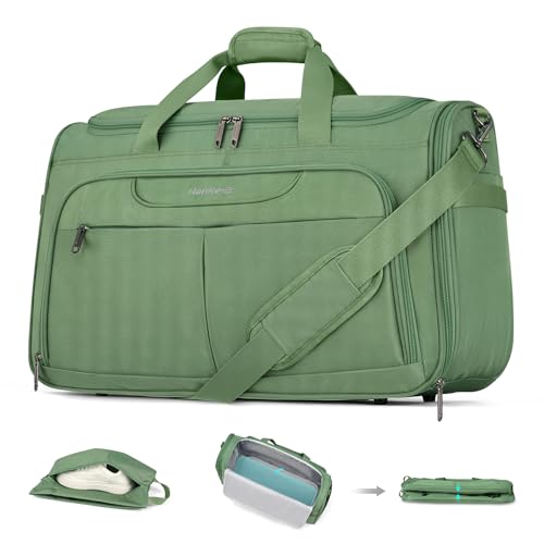 Hanke Carry On luggage Bags for Travel, Large Foldable Duffle Bag for Travel, Softside Lightweight Travel Bag Carry On Bags for Airplanes Women, Travel Tote Bags for Women Men.(Forest Green) - color: Forest Green, size: Ultra Carry On