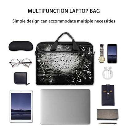 Laptop Shoulder Bag for Women Men, Waterproof Computer Case Messenger Bag Briefcase for Business Office Travel - color: Music Note Black