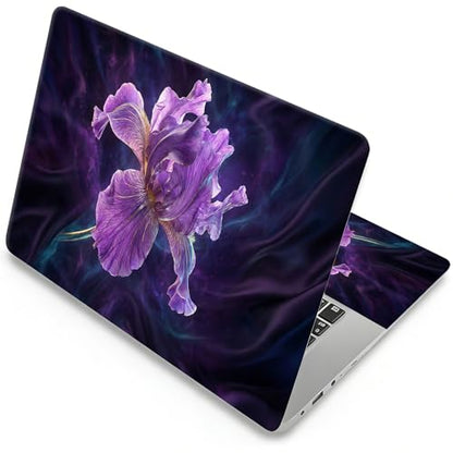 Universal Laptop Skin, DIY Cut-to-Fit Vinyl Cover Compatible with HP, Dell, Lenovo, Mac (13.3" to 15.6"), Anti-Scratch, No Residue & Bubble-Free Protective Decal Sticker, Galaxy Iris Flower - color: Galaxy Iris Flower