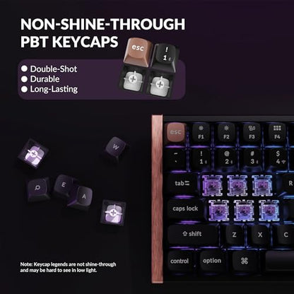 Keychron K2 HE Rapid Trigger Wireless Custom Keyboard with Hall Effect Gateron Double-Rail Magnetic Switch, QMK 2.4 GHz Bluetooth 5.2 RGB Compatible with Mac Windows Linux (Aluminum + Wood) - color: Gateron Double-Rail Magnetic Switch - Black