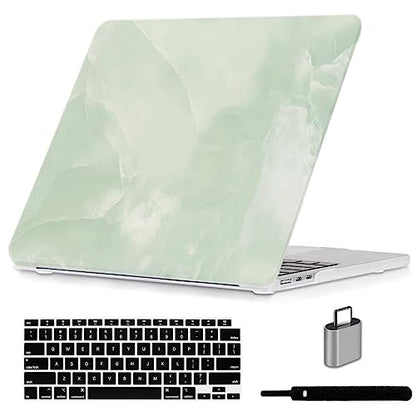 LanBaiLan Compatible with MacBook Air 13 inch Case M5 2026 M4 2025 M3 M2 2024-2022 A3449 A3240 A3113 A2681, 13.6 Plastic Hard Shell Case & Keyboard Cover, Matcha Green Marble - color: Matcha Green Marble