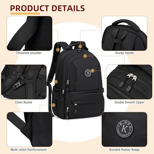 Laptop Backpack for Women Men 17 Inch , Anti Theft Carry on Travel Backpacks, Water Resistant College Bookbag Large Kids School Bag for Teens Boys Girls Business Work Back Pack Casual Daypack Black