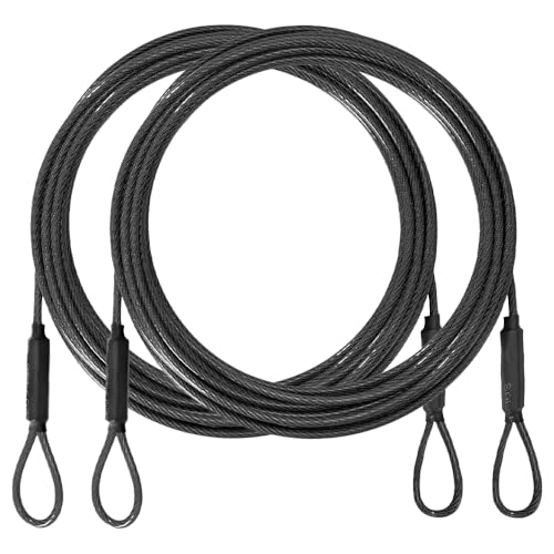 3.3mm (1/8 Inch) Outdoor Travel Security Cable-3/4/6/10/15/20/30ft Luggage Lock Safety Wire Flexible Steel Wire Rope with Double Loop Safety for Luggage, Bike, Lock (Black*2, 6ft-(2Pack) - color: Black*2, size: 6ft-(2Pack）