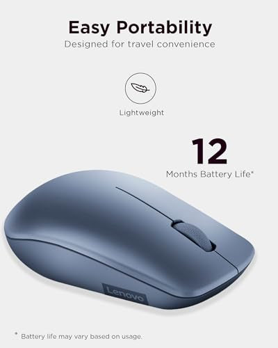 Lenovo 530 Wireless Mouse with Battery, 2.4GHz Nano USB, 1200 DPI Optical Sensor, Ergonomic for Left or Right Hand, Lightweight, GY50Z18986, Abyss Blue - color: Abyss Blue