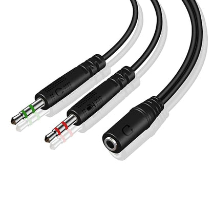 3.5mm Headphone Splitter for PC TRRS Female to TRS Dual Male Y Splitter | Aux Cable Headset Audio Adapter Cord for Gaming Headphone Earphone to Dual-Jack PC Desktop Computer Laptop