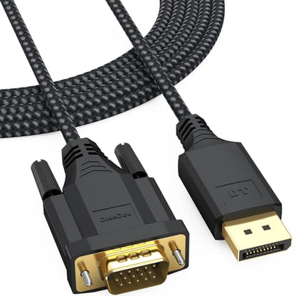 DisplayPort to VGA Cable 10ft, DP Display Port to VGA Adapter Cable Converter Male to Male Braided Cord for Monitor Desktop Laptop Display Projector HDTV - style: 10 Feet
