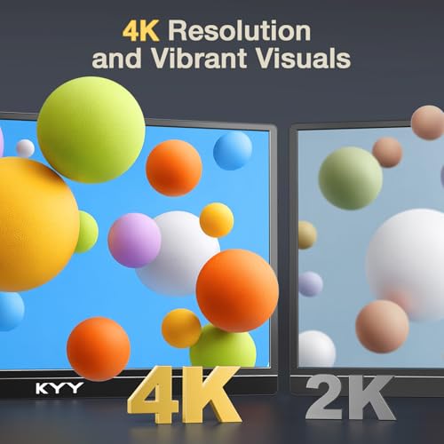 KYY 4K Portable Monitor – 15.6" UHD IPS Travel Display, Slim & Lightweight Design, HDMI & USB-C Inputs, Perfect for PS5, Xbox, Switch, Laptops, Phones, and On-the-Go Professionals, K5 - color: Metallic