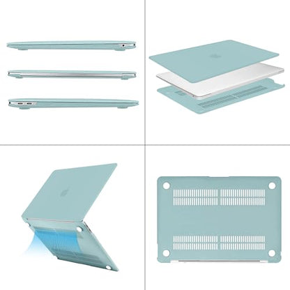 MOSISO Compatible with MacBook Air 13 inch Case 2022 2021 2020 2019 2018 Release A2337 M1 A2179 A1932 Touch ID, Plastic Hard Shell Cover&Keyboard Cover for MacBook Air 13.3 inch Case, Aquamarine - color: Aquamarine