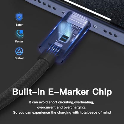 MALOM USB 3.2 Gen 2 240W USB C to USB C Cable, Fast Charging for MacBook Pro/Air, iPad Pro, iPhone 15 Pro Max, Galaxy S24/S23, Steam Deck, 20Gbps Data Transfer, 4K Video Output (Black, 6.6FT) - color: Black, size: 6.6FT