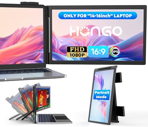 HONGO 14'' Laptop Screen Extender, FHD 1080P IPS Dual Display Portable Monitor for 14-16'' Laptops, USB-C/HDMI, Plug and Play for Windows, Mac, Android, Switch and PS5 - color: A2-14"-Black
