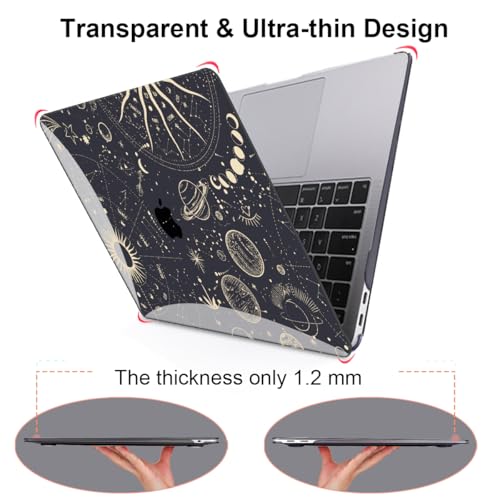 for MacBook Air 13 inch M1 Case 2021 2020 2019 2018 (Model M1 A2337 A2179 A1932) with Touch ID & Retina Display, Crystal Black Printed Pattern Hard Shell Case Keyboard Cover, Constellation - color: Constellation