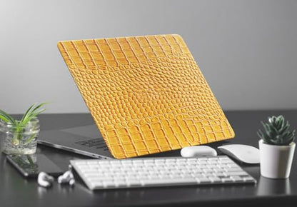 Crocodile Case for MacBook Air 13 inch 2026 M5, 2022-2025 M4/M3/M2 | Model A3449 A3240 A3113 A2681, Texture Crocodile Aligator Skin Snakeskin PU Leather Hardshell Case & Keyboard Cover, Yellow - color: # Shiny Yellow Crocodile
