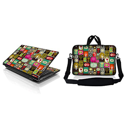 Laptop Sleeve 15" Compatible with w/Handle & Adjustable Shoulder Strap & Matching Skin Sticker Compatible with 15" 15.4" 15.6" - Symbols - color: Symbols, size: 15 inch