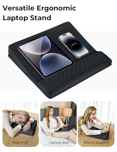 Adjustable Lap Desk with Wrist Rest, Reversible Laptop Stand | Cooling Grip Surface, Fits up to 17'' Laptop, Portable Lap Desk with Pillow Cushion, Computer Tray for Home Office, Dark Gray - color: Dark Gray