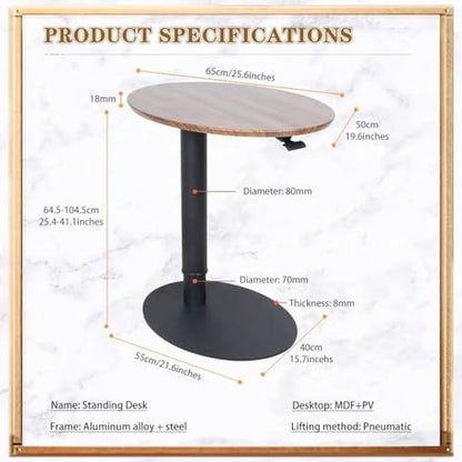 Large Creative Oval Laptop Table, Household Simple Standing Table, Height Adjustable Sofa Desk, Side Desk for Office Home Bedroom Use(Brown) - color: Brown