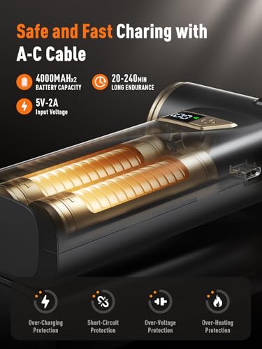 REWONDER Electric Air Duster Cordless Rechargeable Cleaner with Vacuum | 130000RPM brushless motor, 100 adjustable speeds, LED display, 2-in-1 blow & vacuum, for PC, keyboard, car, home cleaning