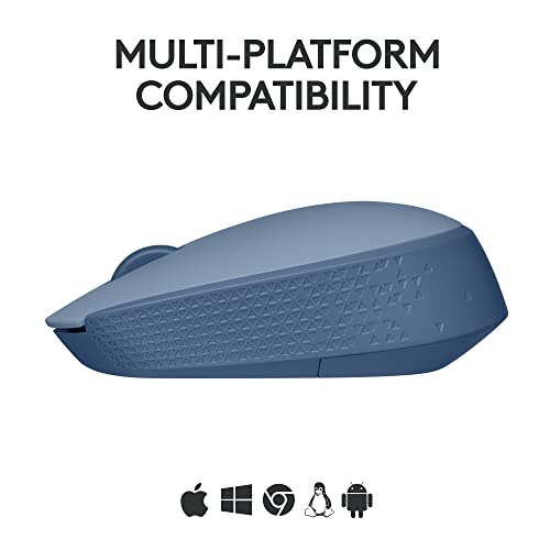 Logitech M170 Compact Ambidextrous 2.4 GHz Wireless Mouse - Blue Grey | Ambidextrous mouse with 2.4 GHz USB-A Nano Receiver, Optical Tracking, 12-Months Battery Life, PC, Mac, Laptop compatible - color: Blue Grey
