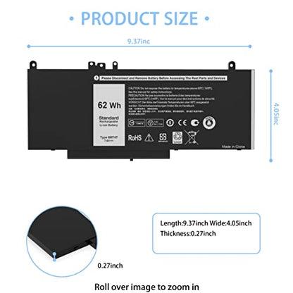 E5470 E5570 6MT4T Battery Compatible with Dell Latitude 14 E5470 15 E5570 Precision 15 3510 M3510 Series Notebook Replacement for V69Y TXF9M 79VRK 07V69Y 0HK6DV 079VRK 0TXF9M [7.6V/62Wh] - size: 9.27*4.05*0.27inch 6MT4T