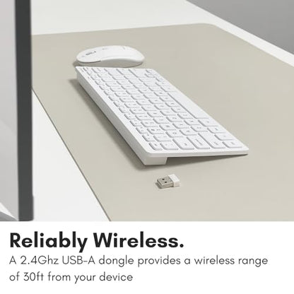 Macally Mini Compact Keyboard - Wireless Keyboards for Desktop PC, Surface, Chromebook, Notebook, Laptop Keyboard, Slim Key Board with 2.4G Wireless USB - Small Keyboard for Travel (White) - color: White