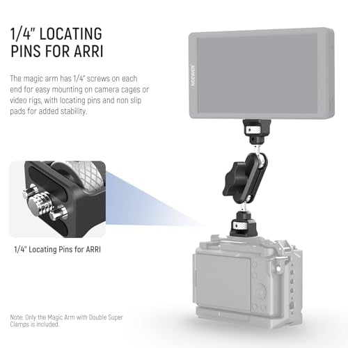 NEEWER Double Super Clamp Camera Mount with Magic Arm, NATO Interface, Cold Shoes, 1/4" Locating Holes for ARRI, Desk Studio Photography Light Stand Pole Cross Bar Umbrella Holder Clamp Mount, UA060 - style: UA060