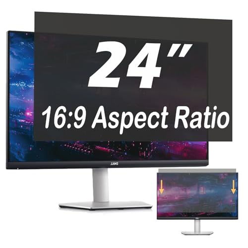 24 Inch Privacy Screen for Computer Monitor, 16:9 Anti-Spy Filter for Laptop & PC Display, Blue Light Blocking Anti-Glare Reversible Protector Film, Easy Slide-Mount Installation (24 Inch Widescreen(16:09)) - size: 24 Inch (16:09)
