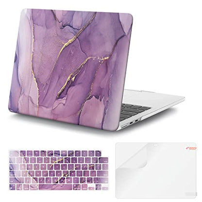 iCasso for MacBook Air 13 inch Case 2025 2024-2022 Release M4 A3240 M3 A3113 A2681 M2 with Liquid Retina Display, Hard Plastic Shell for Mac Air 13.6, TPU Keyboard Cover&Screen Protector, Purple - color: purple
