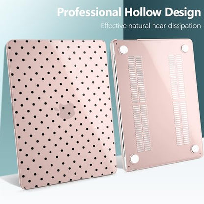 for MacBook Air 13 Inch (13.6 Inch) Case, M5/M4/M3/M2 Chip 2026 2025 2024 2023 2022, Hard Plastic Printed Cover with Screen Protector & Keyboard Cover & Dust Plugs, Pink Polka Dots - color: Pink Polka Dots