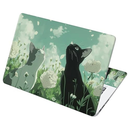 Universal Laptop Skin Sticker with 2 Wrist Pad Decals, 3-Piece Removable Vinyl Laptop Cover, Cat Looking up at Sky Waterproof Anti-Scratch, Easy-Trim Fit for 13.3" 14" 15.6" Laptops - color: Cat Looking up at Sky