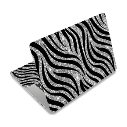 PLIGREAT 15 Inches Laptop Decal Sticker Skin Cover, Sparkling Tiger Stripe Laptop Sticker Decals Fits 12" to 15" Laptops Universal Waterproof Removable, Black Silver - color: Black Silver