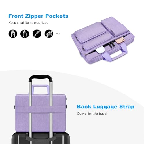 MOSISO Laptop Shoulder Bag 16 inch, 15-15.6 inch Computer Bag | Compatible with MacBook Pro 16 inch, HP, Dell, Lenovo with 2 Raised&1 Flapover&1 Horizontal Pocket&Handle&Belt, Purple - color: Purple, size: 16 inch