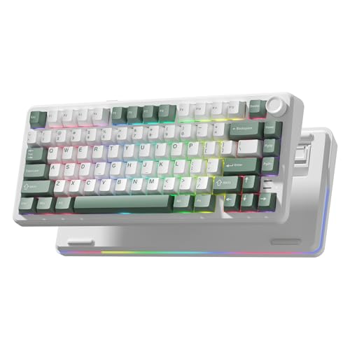 L75 75% Mechanical Keyboard, Wireless Gaming Keyboard with Multifunction Knob, Creamy Gasket Structure, Hot Swap, RGB Backlight, PBT Keycap, Custom Driver, Compact Layout for Win/Mac/PC - color: Green