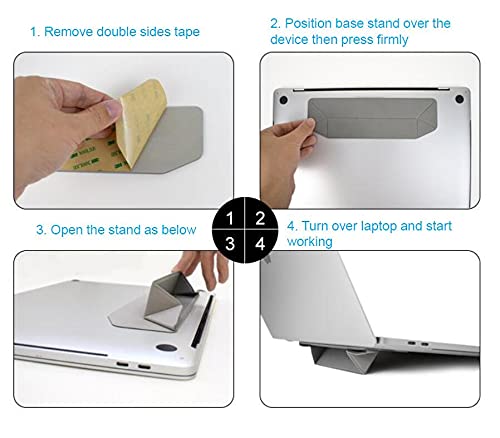 Mount Plus LS1 Flat Foldable Laptop Notebook Tablet Stand | Invisible Lightweight Laptop Stand | Anti-Slide and Portable Notebook Stand | Compatible with MacBook Air, Tablets and Laptops (Gray) - color: Gray