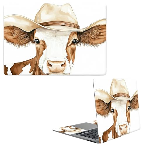 Laptop Skin Sticker Decal, Universal Protective Cover Fit 12 13 14 15.6 Inch Notebook, Reusable Water-Resistant Vinyl Decal w/ 2 Wrist Pads for Business Travel Office, Hat Cow - color: Hat Cow