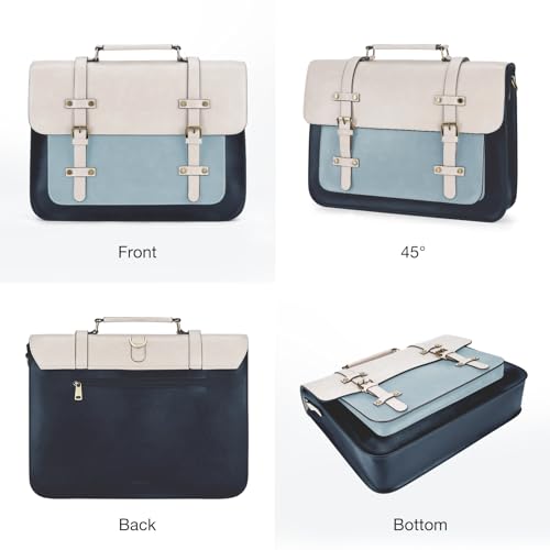 ECOSUSI Laptop Bag for Women Vegan Leather Messenger Bag Fashion Briefcase Computer Satchel Bag - color: Light Blue