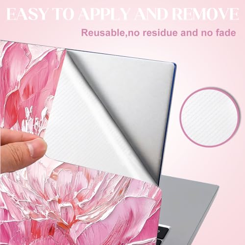 SUPERDANT Oil Painting Flowers Laptop Skin Sticker Decal Universal Personalized Protective Vinyl Cover for Notebooks and Laptops Fits 12 13 13.3 14 15 15.4 15.6 Inches Pink - color: Pink