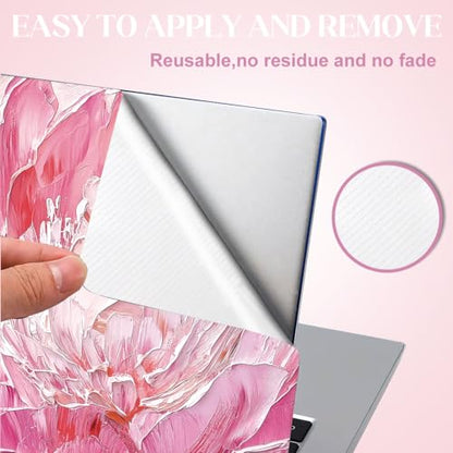 SUPERDANT Oil Painting Flowers Laptop Skin Sticker Decal Universal Personalized Protective Vinyl Cover for Notebooks and Laptops Fits 12 13 13.3 14 15 15.4 15.6 Inches Pink - color: Pink
