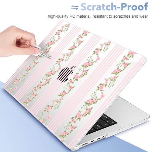 May Chen for 2026 MacBook Pro 14-inch M5 M4 M3 M2 M1 Pro/Max Chip, Release 2026 2025-2021, Model A3427 A3426 A3434 A3112 A3401 A3185, Plastic Hard Shell with Keyboard Cover, Flora l& Stripes - color: Flora l& stripes.