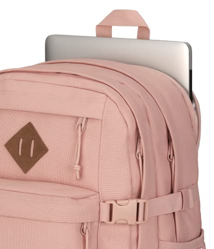 JanSport Main Campus FX Backpack - Travel or Work Bag w 15-Inch Laptop Pack with Leather Trim, Misty Rose - color: Misty Rose