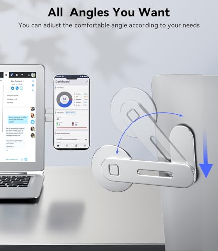 CloudValley Magnetic Laptop Phone Holder for iPhone 17/16/15/14/13 MagSafe | Adjustable Phone Monitor Side Mount, Slim Portable Foldable Computer Expansion Bracket, Silver - color: Sliver