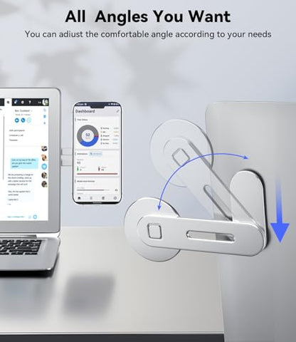 CloudValley Magnetic Laptop Phone Holder for iPhone 17/16/15/14/13 MagSafe | Adjustable Phone Monitor Side Mount, Slim Portable Foldable Computer Expansion Bracket, Silver - color: Sliver